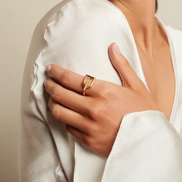 CXC Gold Mini Ascot Stirrup Ring