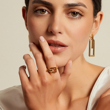 CXC Gold Mini Ascot Stirrup Ring