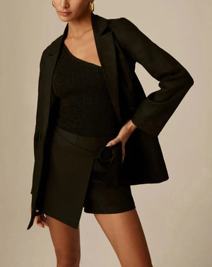 Krisa Linen Blazer in Black