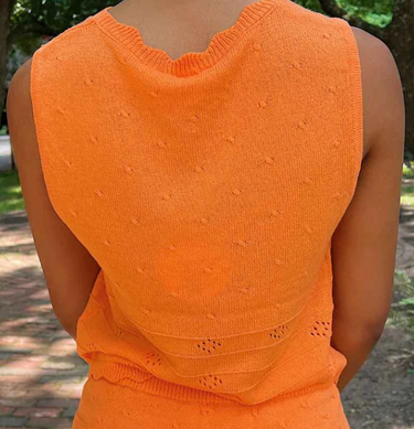 Le Lis Scallop and Crochet Sleeveless Seater Top
