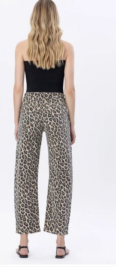 Leopard - High Rise Leopard Print Barrel Jeans