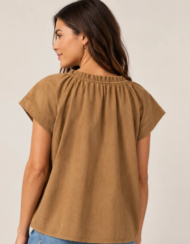Anthem The Label Double Sleeve Faux Suede Top