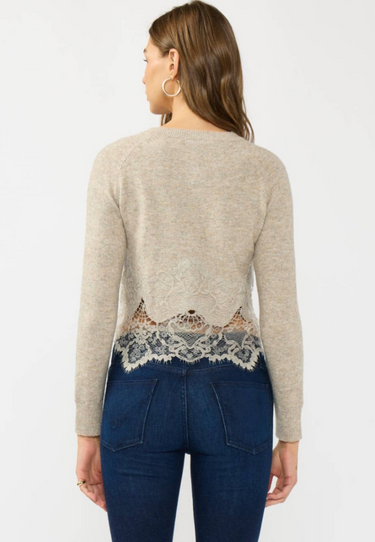 Lace Trim Button Front Cardigan
