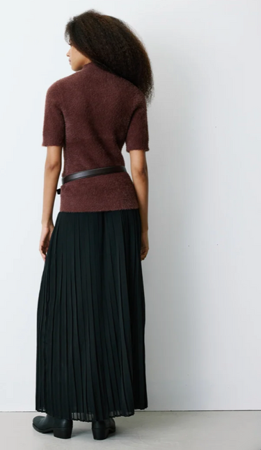 SHORT-SLEEVE FUNNEL-NECK SWEATER CHOCOLATE BIRDIE