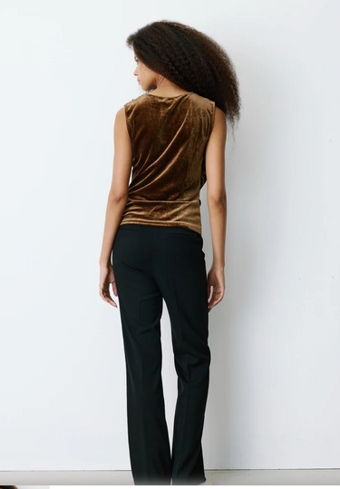 V-NECK WRAP VELVET TOP OLIVE BLITZ