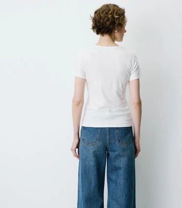 FITTED T-SHIRT WITH SLOGAN IVORY BUBBLE