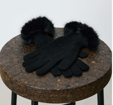 GLOVES WITH FAUX-FUR CUFFS BLACK BRIXTON