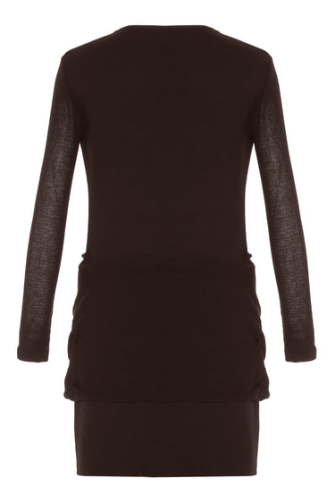 THEO Nomia Sheer Sleeve Draped Front Dress