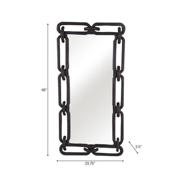 Wall Mirror - Black Wood Rectangular Chain Links, 24x48 in.