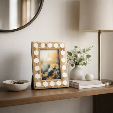 Resin Wood Hexagon Picture Frame Decor - White, 4x6 in.
