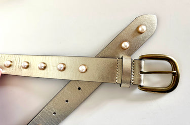 Ginger Blue Champagne Gold and Pearl Studded Belt