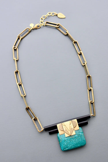 HYL519 Turquoise Artdeco necklace