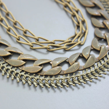 David Aubrey Jewelry Multi Strand Brass Ox Chain Necklace