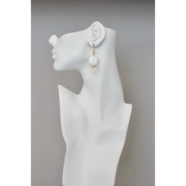 David Aubrey Jewelry Geometric White Agate Hoop Earrings