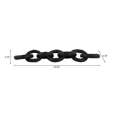 Sculpture - Black Metal Paper Mache Chain Link, 24 in.