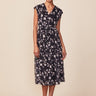 Anthem Printed Mesh V-Neck Midi Dress - Black Floral