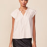 Anthem Double Sleeve Vegan Leather Top - Cream